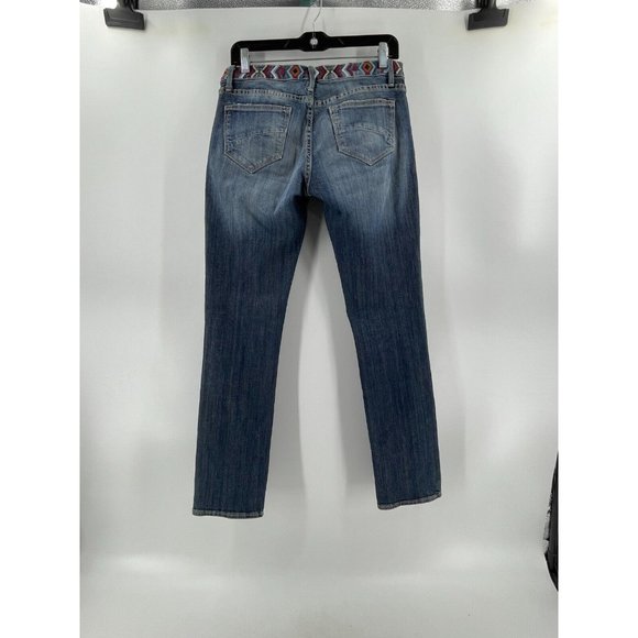 Vigoss Audrey Driftwood Embroidered Designer Low Rise Denim Jeans Size 26 - Picture 3 of 14